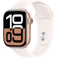Apple Watch Series 10 42 мм (алюминиевый корпус, розовое золото/легкие румяна, спортивный силиконовый ремешок S/M) Image #1
