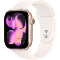 Apple Watch Series 11 46 мм (алюминиевый корпус, розовое золото/легкие румяна, спортивный силиконовый ремешок M/L)