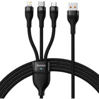 Baseus CASS030001 USB-A - USB-C, microUSB, Lightning (1.2 м, черный)