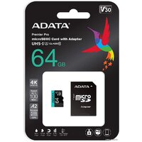 ADATA Premier Pro AUSDX64GUI3V30SA2-RA1 microSDXC 64GB (с адаптером) Image #4
