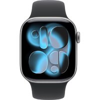 Apple Watch Series 11 42 мм (алюминиевый корпус, космический серый/черный, спортивный силиконовый ремешок M/L) Image #2